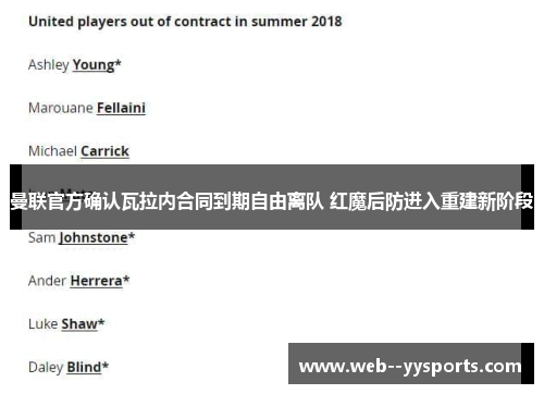 曼联官方确认瓦拉内合同到期自由离队 红魔后防进入重建新阶段